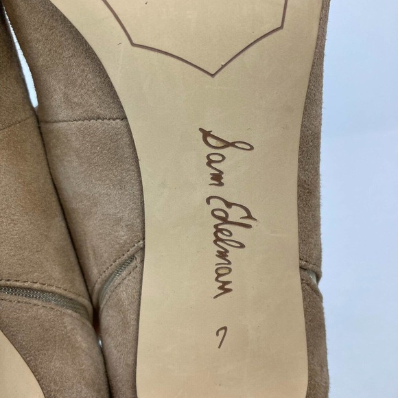 Sam Edelman Shoes Womens Sz 7 Beige Suede Leather Mesh Cutout Pointed Toe Heels - Picture 6 of 7